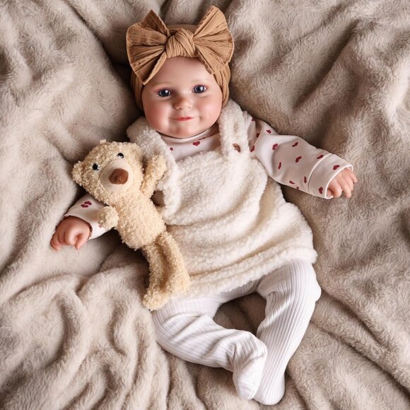 🆕17inch Soft Cloth Body Newborn Baby Poseable Limbs Brown Baby Doll Girl - Picture 2 of 8